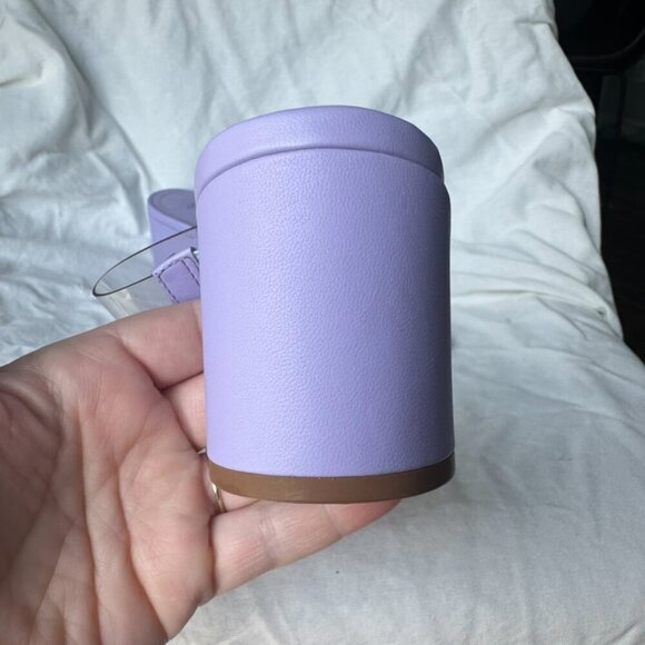 Schutz Size 8 Purple Transparent Victorie Low Block Sandal Formal Prom Rush New - Picture 4 of 8